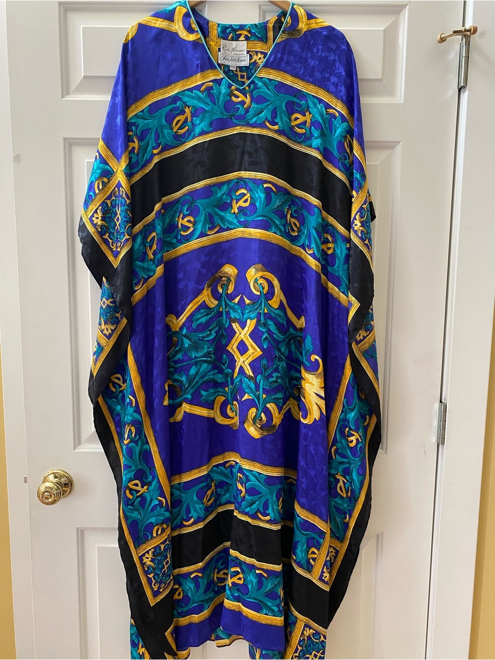 Ruth Norman New York Saks Fifth Avenue Vintage Caftan Blue House Dress One Size